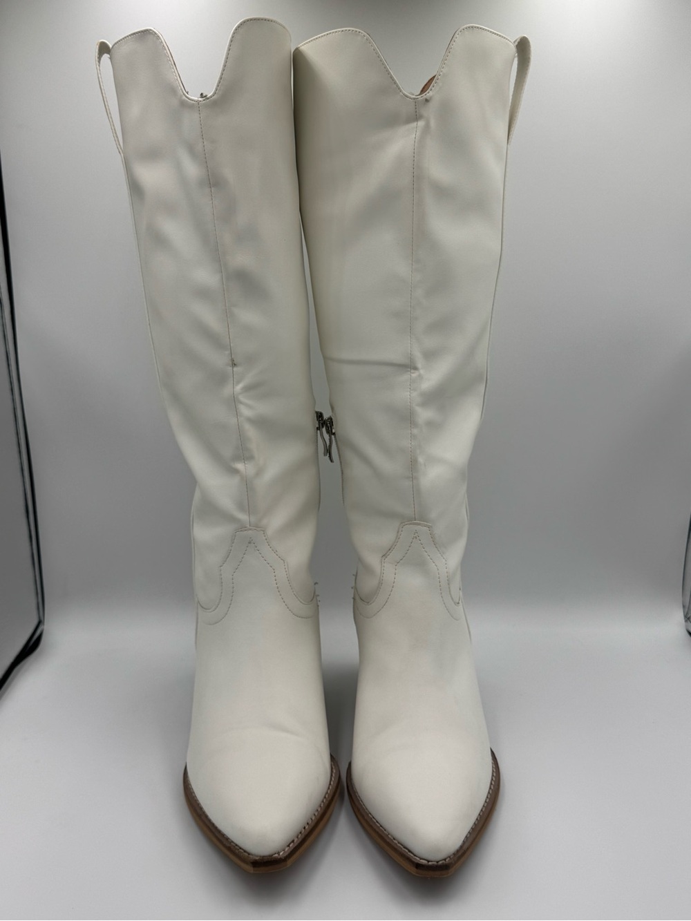 A Rider Girl Tall White Western-Inspired Knee Boots